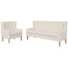vidaXL Conjunto de sof&aacute;s 2 pcs tecido branco nata