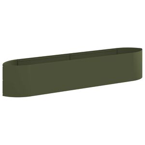 vidaXL Cama de Jardim Elevada Verde-Azeitona 220 x 40 x 40 cm A&ccedil;o