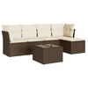 vidaXL 6 pcs conjunto de sof&aacute;s jardim c/ almofad&otilde;es vime PE castanho