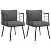 vidaXL Cadeiras de jardim com almofad&otilde;es 2 pcs vime PE preto