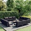 vidaXL 13 pcs conj. lounge jardim c/ almofad&otilde;es vime PE cinza escuro