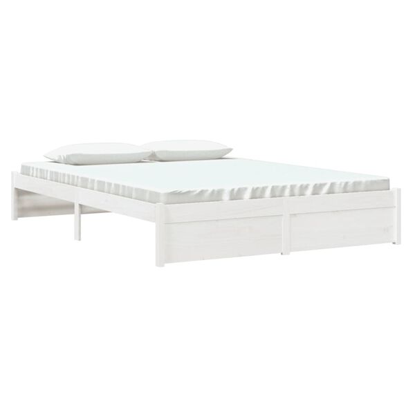 vidaXL Estrutura de cama king 150x200 cm madeira maci&ccedil;a branco