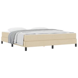 vidaXL Cama Box com colch&atilde;o Creme 180 x 200 cm tecido
