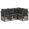 vidaXL Conjunto de Sof&aacute; de Jardim 4 unid. Cinzento vime PE