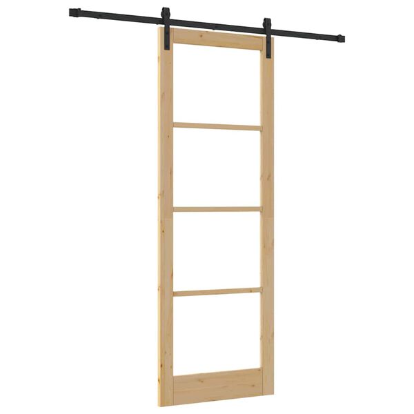 vidaXL Porta Deslizante ORKDAL Natural e Preto 83 x 232 cm