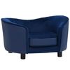 vidaXL Sof&aacute; para c&atilde;es 69x49x40 cm pel&uacute;cia e couro artificial azul