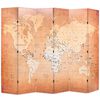 vidaXL Biombo dobr&aacute;vel mapa mundo 228x170 cm amarelo