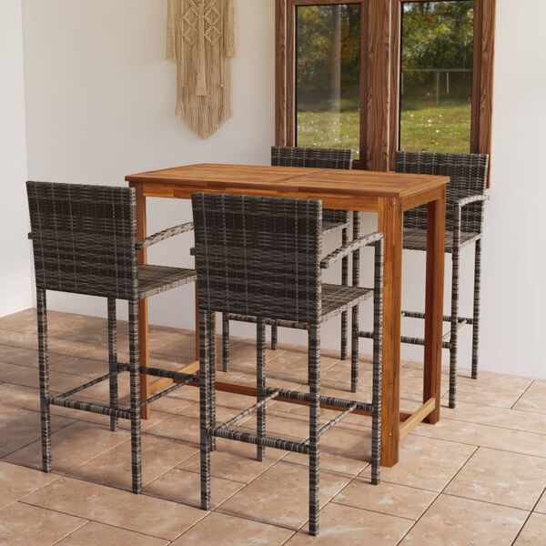 vidaXL 5 pcs conjunto de bar para jardim cinzento