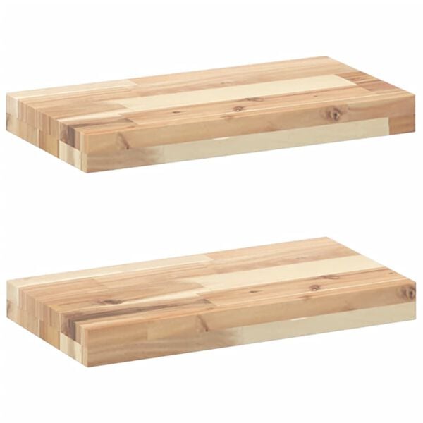 vidaXL Prateleiras flutuantes 2pcs 60x20x4cm acácia maciça não tratada