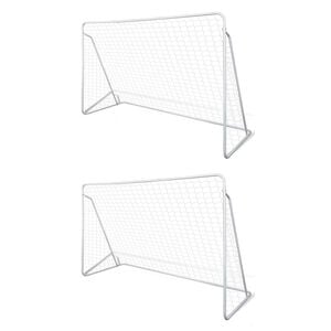 vidaXL Balizas de futebol com redes 2 pcs a&ccedil;o 240x90x150 cm