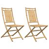 vidaXL Conjunto de 2 cadeiras dobr&aacute;veis de bambu, 46x66x99 cm.