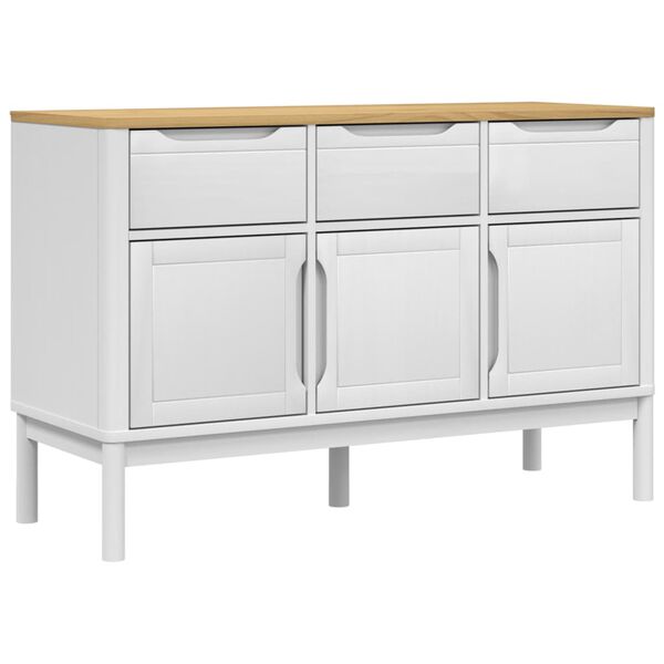 vidaXL Aparador FLORO 114x43x74 cm pinho maciço branco