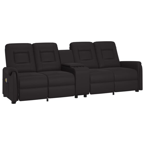 vidaXL Poltrona massagem 4 lug. reclin&aacute;vel c/ suporte copo preto