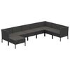 vidaXL 8 pcs conjunto lounge de jardim c/ almofad&otilde;es vime PE preto