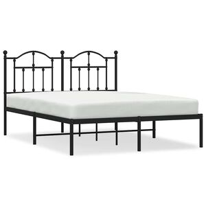 vidaXL Estrutura de cama com cabeceira 135x190 cm metal preto