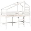vidaXL Cama alta c/ escada e telhado 90x190 cm pinho maci&ccedil;o branco