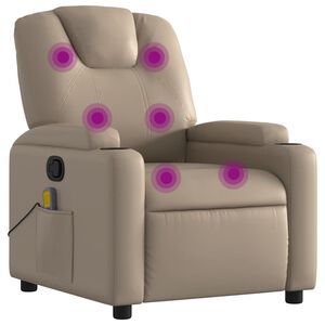 vidaXL Poltrona de massagens reclin&aacute;vel couro artificial cappuccino