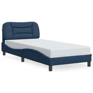 vidaXL Estrutura de cama sem colch&atilde;o Hvar 90x190 cm tecido azul