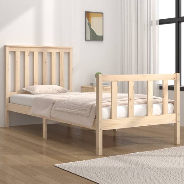 vidaXL Estrutura de cama pequena solteiro 75x190 cm pinho maci&ccedil;o