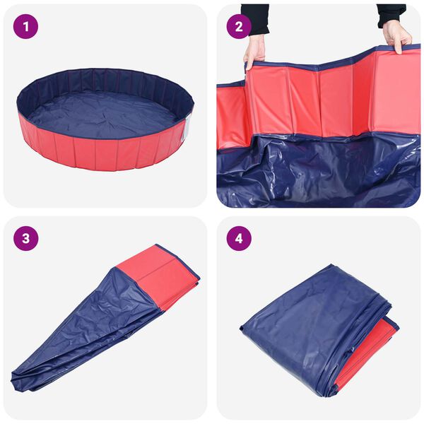 vidaXL Piscina Dobr&aacute;vel para C&atilde;es Vermelho e Azul 80 x 80 x 20 cm PVC