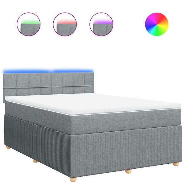 vidaXL Cama com molas/colch&atilde;o 140x200 cm tecido cinzento-claro