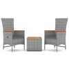 vidaXL 3 pcs conjunto lounge de jardim vime PE/ac&aacute;cia maci&ccedil;a cinza