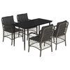 vidaXL 5 pcs conjunto de jantar p/ jardim c/ almofad&otilde;es vime PE cinza