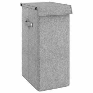 vidaXL Cesto de roupa suja dobr&aacute;vel linho falso/tecido cinza
