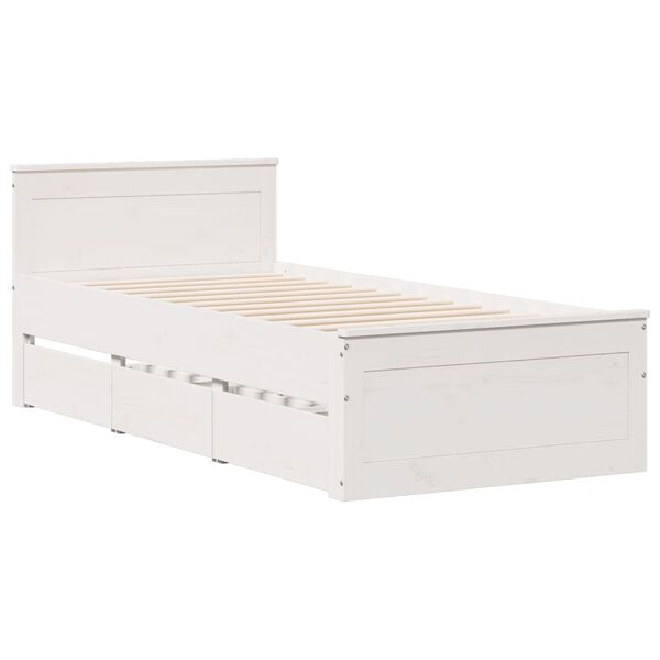 vidaXL Cama sem colch&atilde;o com cabeceira 90x200 cm pinho maci&ccedil;o branco
