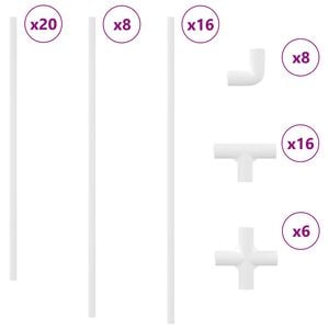vidaXL Tubo de PVC 2 pcs Branco 12,2 x 1,8 x 500 mm PP e PE