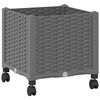 vidaXL Vaso de Jardim com Rodas Cinzento-claro 40 x 40 x 44 cm PP