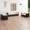 vidaXL 7 pcs conjunto lounge jardim c/ almofad&otilde;es vime PE castanho