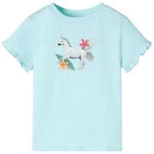 vidaXL T-shirt manga curta para crian&ccedil;a ciano-claro 104