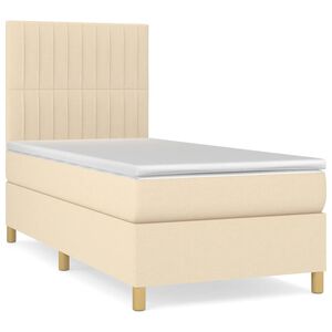 vidaXL Cama com molas/colch&atilde;o 80x200 cm tecido cor cr&egrave;me