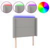 vidaXL Cabeceira cama c/ luzes LED tecido 103x16x118/128cm cinza-claro
