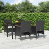 vidaXL 5 pcs conjunto de jantar p/ jardim c/ almofadões preto