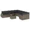 vidaXL 11 pcs conjunto sof&aacute;s de jardim c/ almofad&otilde;es vime PE cinzento