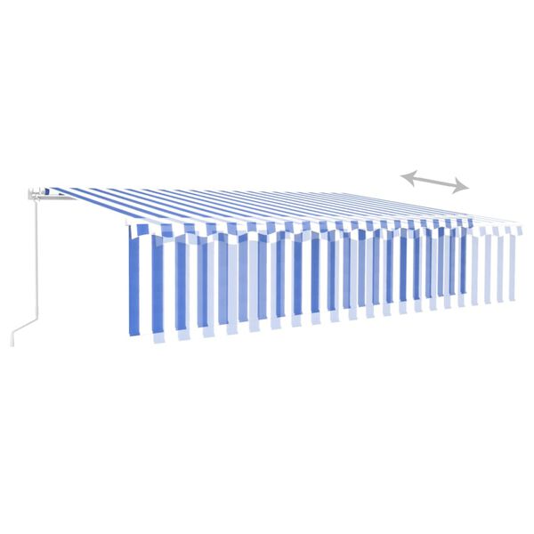 vidaXL Toldo retrátil manual com estore 6x3 m azul e branco