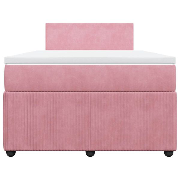 vidaXL Cama boxspring com colch&atilde;o 120x200 cm veludo rosa