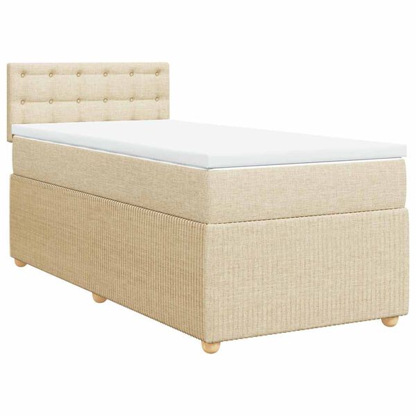 vidaXL Cama com molas/colch&atilde;o 80x200 cm tecido cor cr&egrave;me