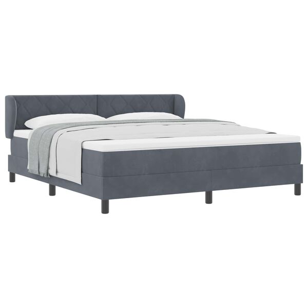 vidaXL Cama Box com colch&atilde;o Cinzento escuro 180 x 200 cm Veludo