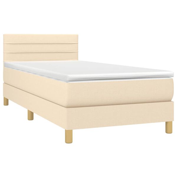 vidaXL Cama com molas/colch&atilde;o 90x200 cm tecido cor cr&egrave;me