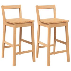 vidaXL Bancos de bar 2pcs natural madeira de seringueira maci&ccedil;a