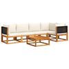 vidaXL Conjunto de sof&aacute;s de jardim vidaXL de 6 pe&ccedil;as com almofadas de madeira de ac&aacute;cia e vime