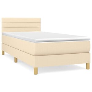vidaXL Cama com molas/colch&atilde;o 90x190 cm tecido cor creme