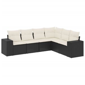 vidaXL 6 pcs conjunto sof&aacute;s de jardim c/ almofad&otilde;es vime PE preto