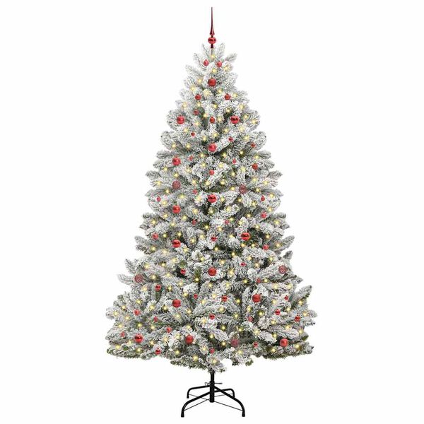 vidaXL &Aacute;rvore de Natal Artificial Verde e Branco 240 cm PVC e Metal