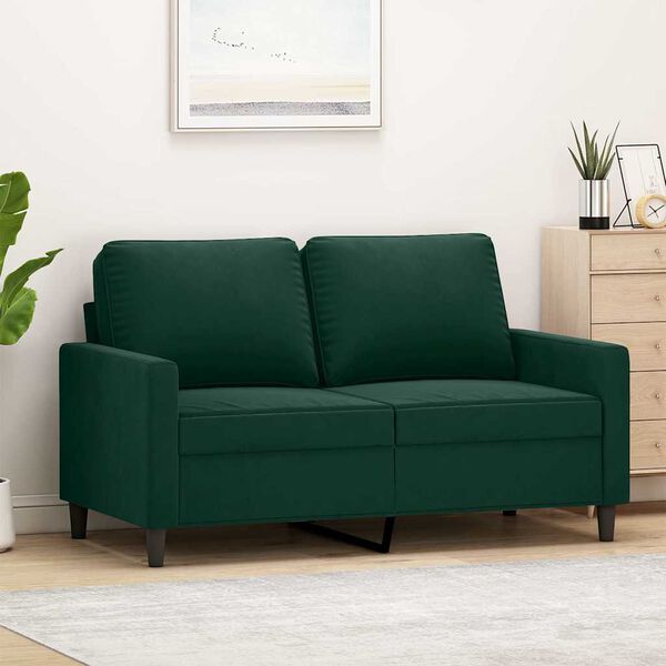 vidaXL Sof&aacute; de 2 lugares 120 cm veludo verde-escuro