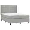 vidaXL Cama box spring c/ colch&atilde;o e LED 140x190 cm tecido cinza-claro