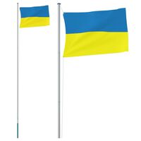 vidaXL Bandeira da Ucrânia e mastro 6,23 m alumínio